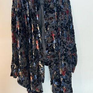 Winter Kate Velvet Jacket with Blue and Black Floral Design